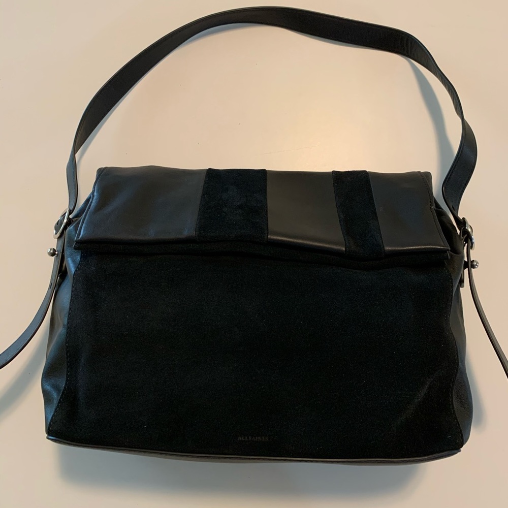 All Saints Casey Calfskin and Leather Shoulder Bag